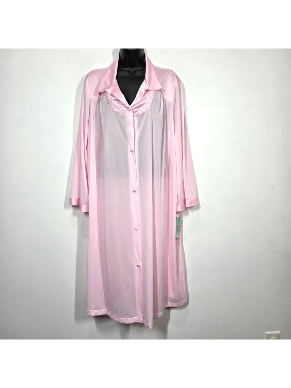 Vintage Vanity Fair Peignoir Womens 2X Pink Cottagecore Robe Dressing Gown NEW